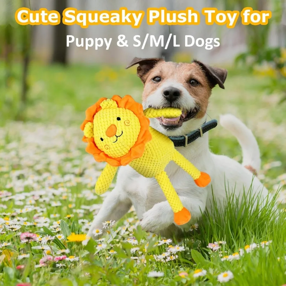 ของเล่นตุ๊กตาสุนัข Squeaky, ของเล่นสิงโตยัดไส้นุ่มพร้อมกระดาษ Squeaker & Crinkle, สัตว์เลี้ยงเคี้ยวแบบโต้ตอบที่ทนทาน