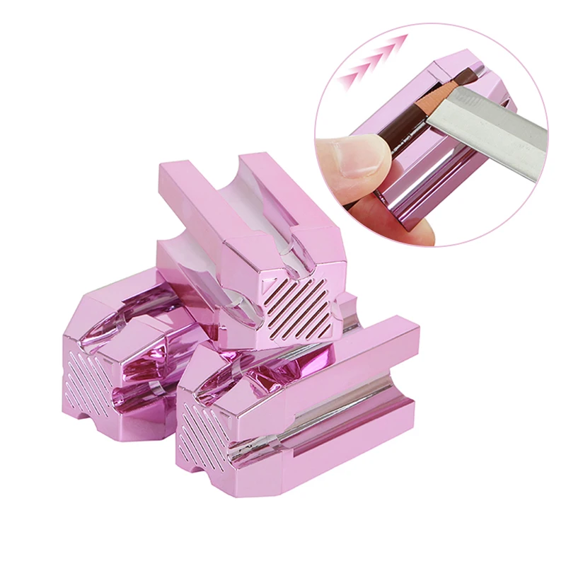 Wenkbrauw Puntenslijper met 10 stuks Rvs Scheermesje Wenkbrauwpotlood Slijpen Gereedschap Make-Up Accessoires PMU Levert