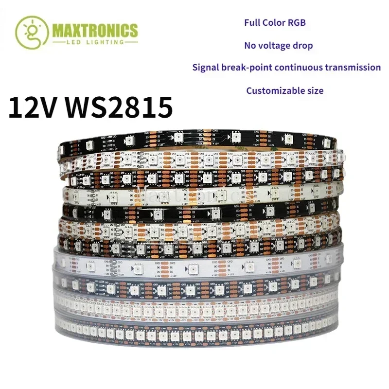 Imagem -05 - Fita Led a Cores Endereçável Individualmente Dual-signal Ws2811 Ws2813 Ws2815 Ws2812b 30 60 144led dc v 12v Novo