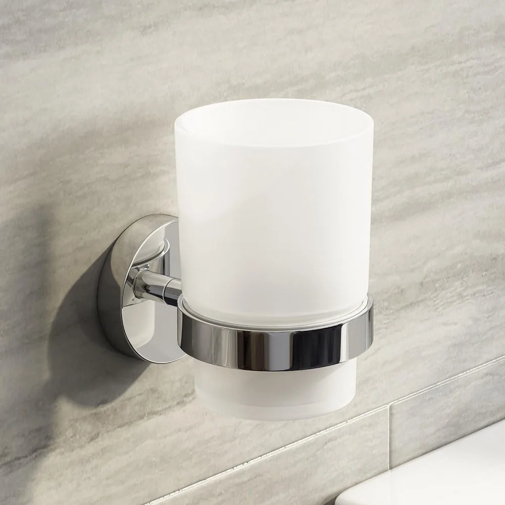 1set Wall Mount Cup Holder Durable Drilling Dispenser Modern Bathroom Organizer Toothbrush Holder Accessory Bathroom Cup Holder