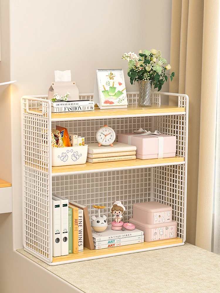 

Simple Metal Bookshelf Window Desktop Storage Rack Balcony Book Collection Multi-layer Organizer Easy-to-Assemble Shelf