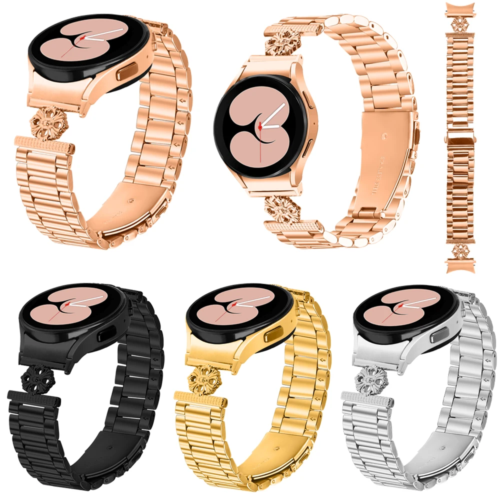 삼성 갤럭시 워치 7 6 5 4용 스테인리스 스틸 메탈 스트랩, 갤럭시 워치 40 44 43 47mm용 퀵핏 노 갭 어댑터 워치 밴드