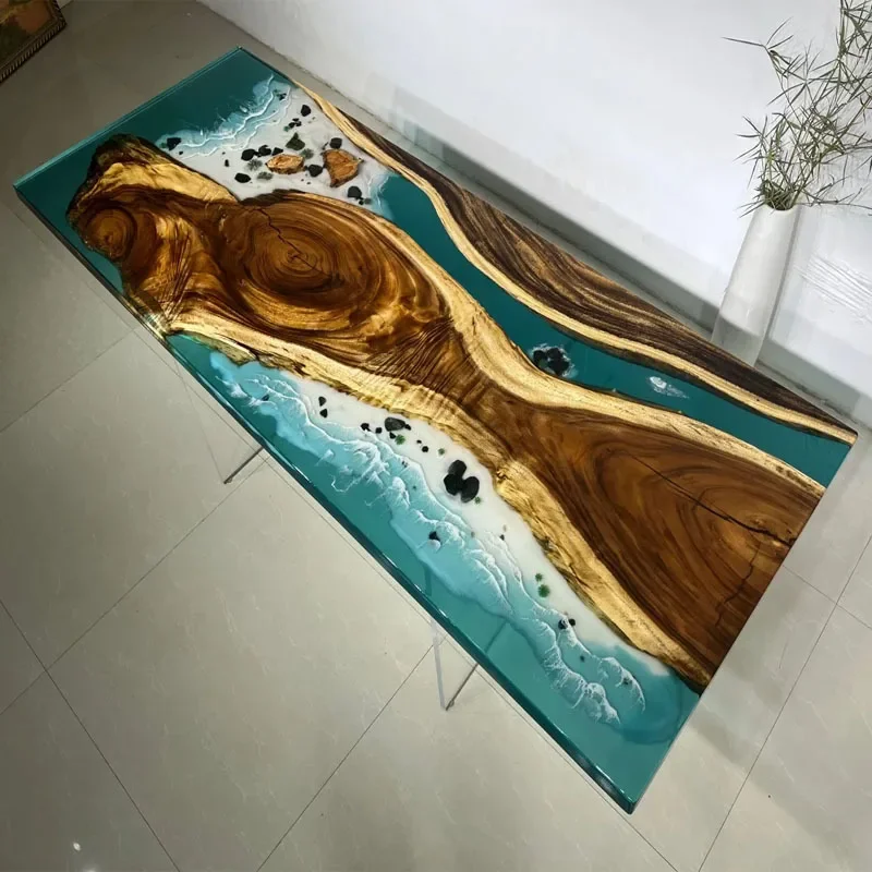 Epoxy River Table Walnut Solid Wood Slab Table Tea Table Art Tea Tray Aspen Desk Office Desk