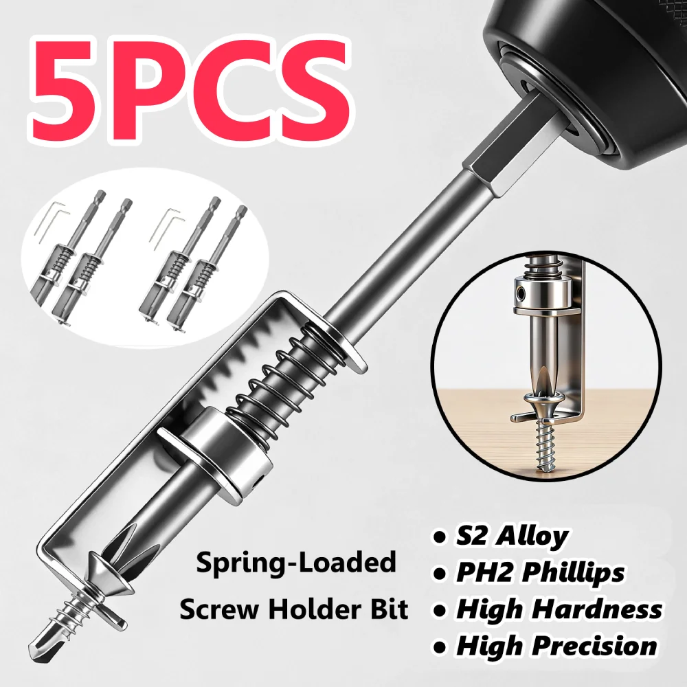 5/1 PEÇAS Suporte de Parafuso com Mola, Conjunto de Fixadores Anti-Queda para Pontas de Parafusadeira, Suporte de Parafuso para Pontas Phillips
