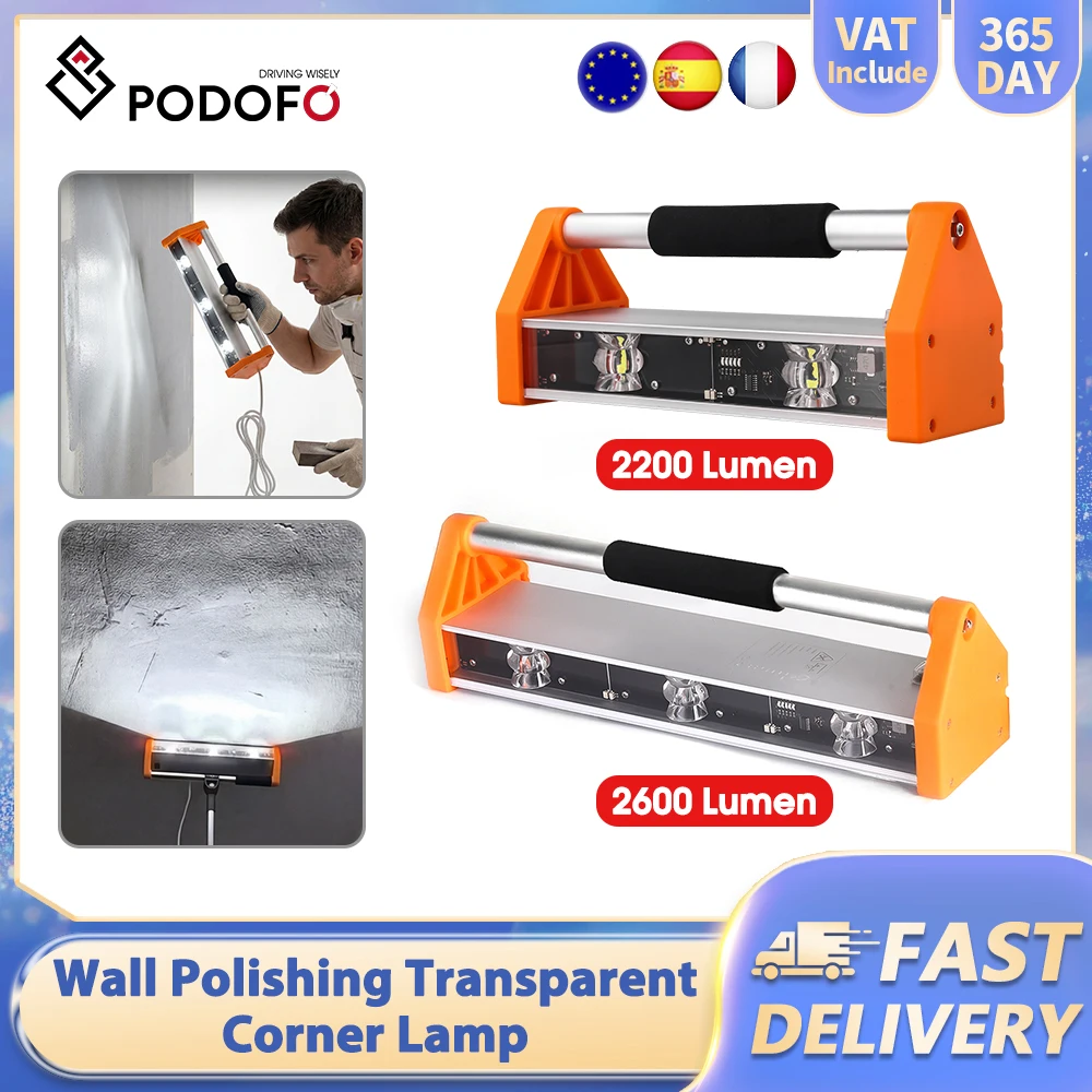 Podofo 2600/2200 Lumen Doppel-/Dreikomponenten-LED-Wandpolierlampe, LED-Schleiflampe, Gips- und Kartonpolierlampe mit 155 °   Ultra-Weitwinkel-Hilfsmittel für Restaurierungsarbeiten