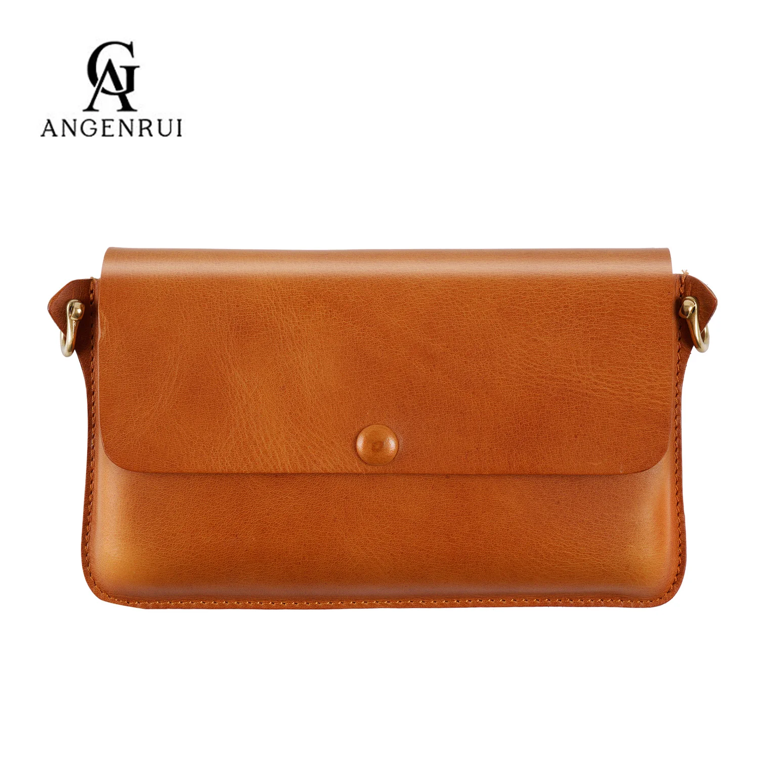 

ANGENGRUI.Luxury First Layer Cowhide Women's Bag Vegetable Tanned Leather Handmade Fashion Simple Shoulder Messenger