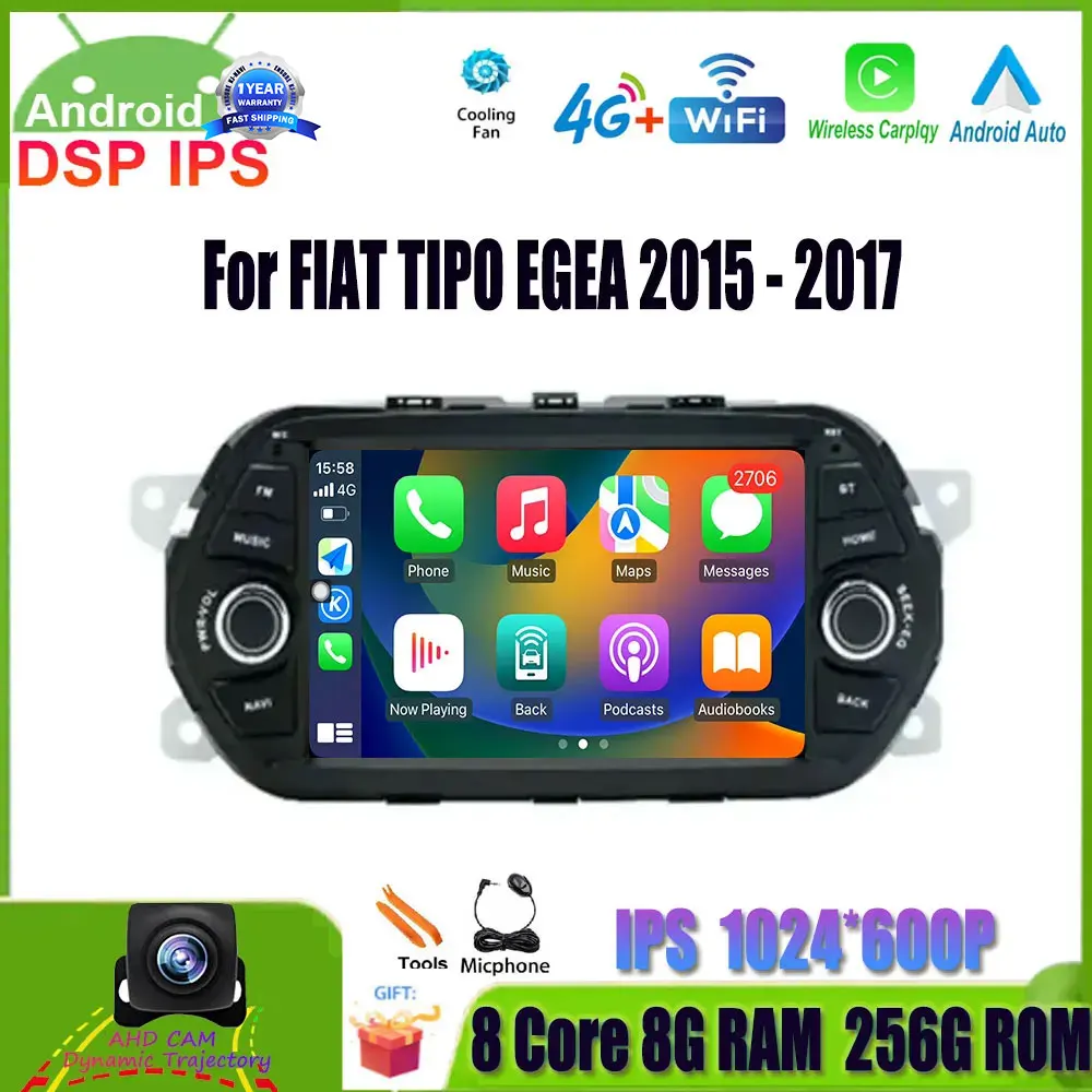 

For FIAT TIPO EGEA 2015 - 2017 Android 14 Auto Wireless Carplay Car Radio Multimedia Stereo Player WiFi GPS Navigation