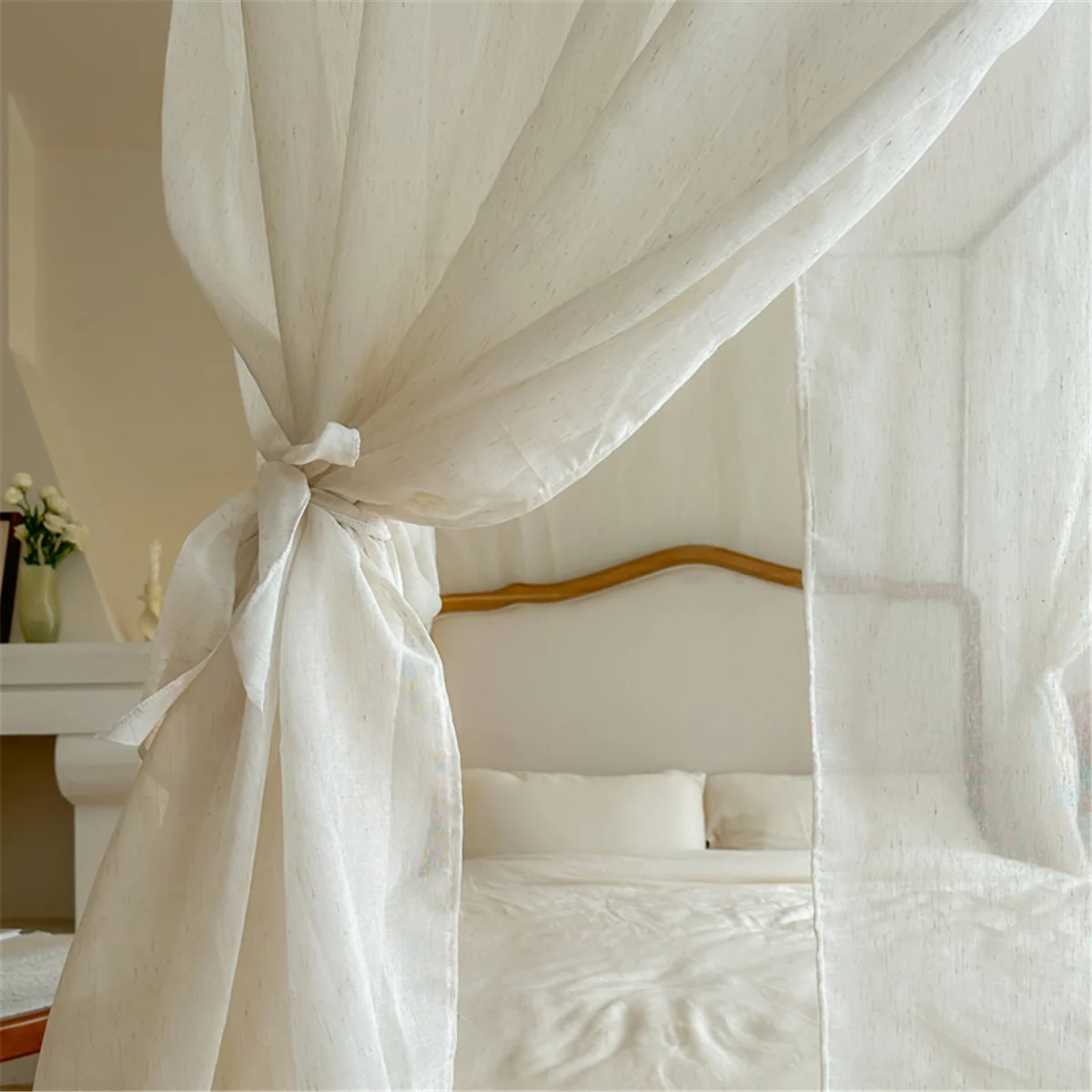 Elegant Cotton&linen U Type Mosquito Net with Frame for Bedroom Decorationfishing Rod Tent for Girl Room Single King Size