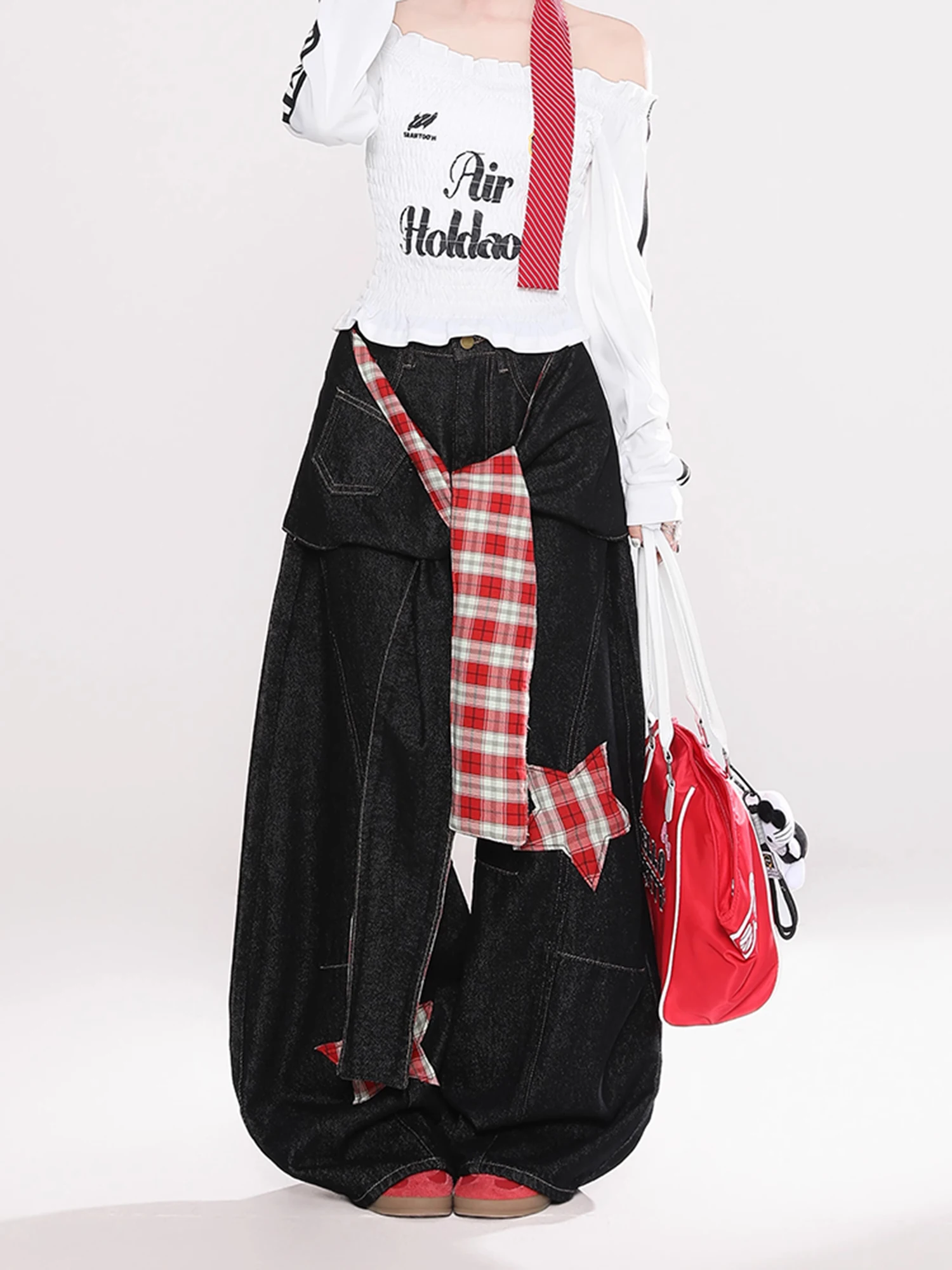 

Женские черные готические джинсы Y2k 90-х годов, винтажные мешковатые джинсовые брюки-бойфренды в стиле Харадзюку, японский стиль 2000-х годов, джинсовые брюки большого размера в стиле гранж