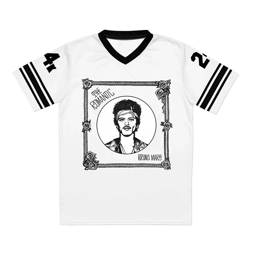 Bruno Mars The Romantic Jersey Short Sleeve V-neck Loose Male T-shirt Design Graphic 3D Printing Tees Unisex Streetwear T Shirt