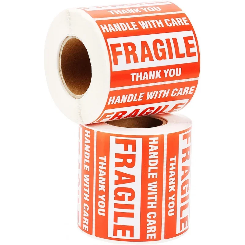 2x3 Fragile Stickers with Care Warning - Labels Stickers,500 Labels/Roll