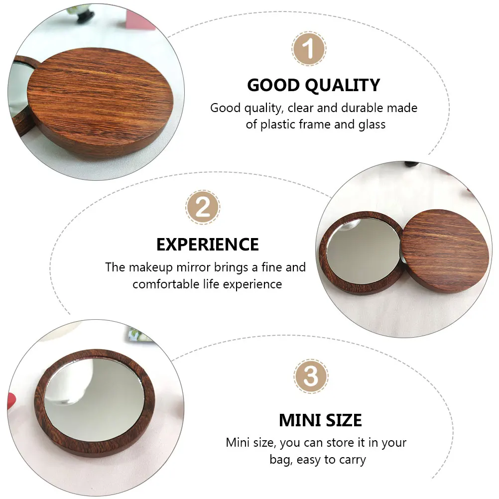 

Portable Mini Compact Mirror Wood Small Mirror Material Premium Quality For Women Travel Gift