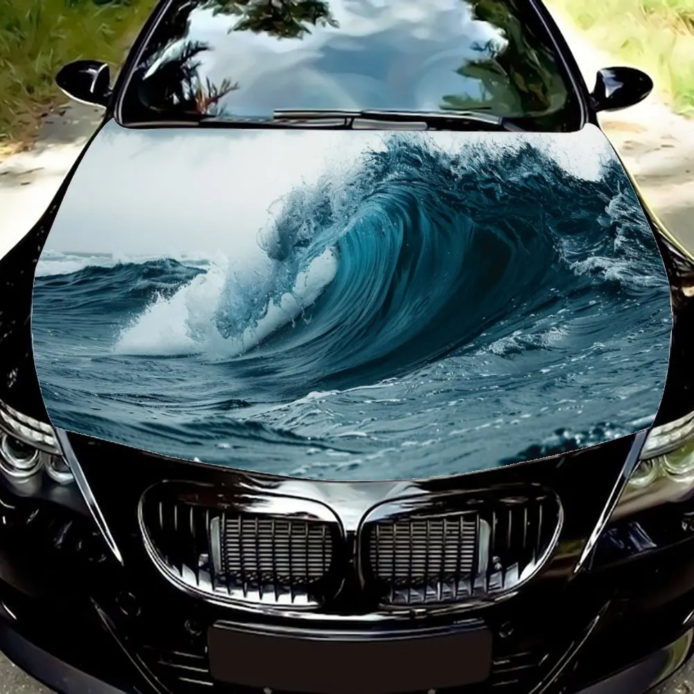 Typhoon Wave Whirlwind Print Car Hood Wrap Color Vinyl Sticker Truck Graphic Bonnet DIY Auto Accessories Decoration Decal Gift