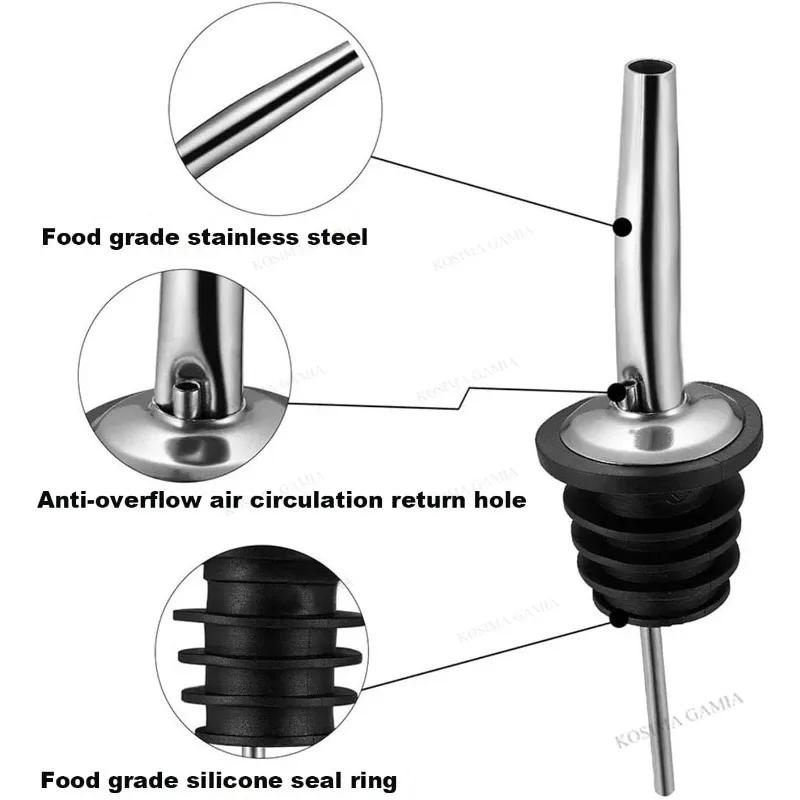 1-10Pcs Adjustable Stainless Steel Wine Bottle Stopper Pour Spout Olive Oil Pourer Nozzle Kitchen Bar Tool Drip Free Home