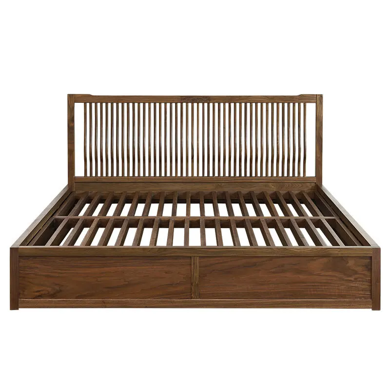 

North American black walnut 2-meter large bed, master bedroom solid wood double bed, modern Chinese-style simple furniture
