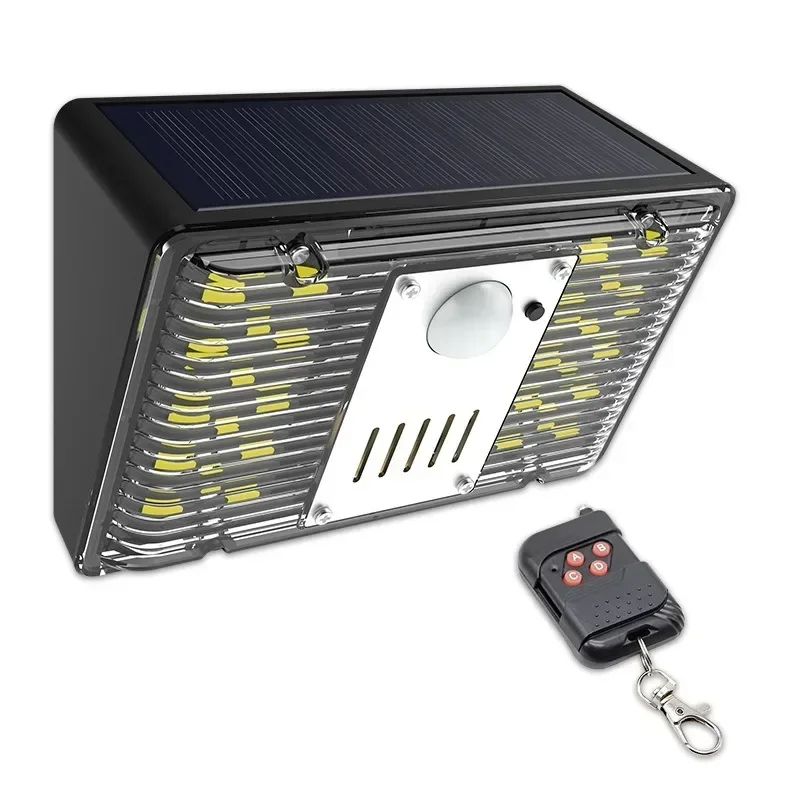 Lámpara de alarma con luz Solar, alarma de seguridad con Control remoto, Sensor de movimiento, sirena de alarma, Detector de 129DB para el hogar, patio y exteriores