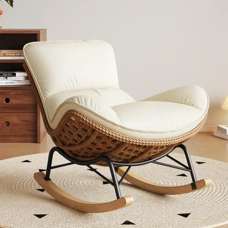 #Woven Rattan Minimalist Modern Lobster Chair Rocking Lounge Chair Swing Seat Comfortable Single Sofa Living Home Chair
