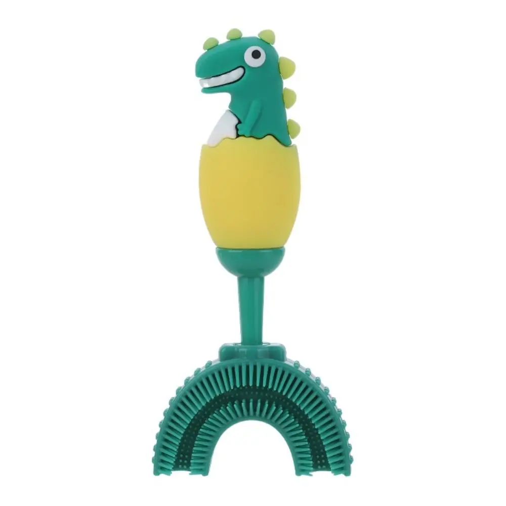 

360 Degree Dinosaur Baby Toothbrush Soft Silicone U-shaped Tooth Brush Deep Cleaning Cartoon Children Teeth Cleaning for 2-14Y