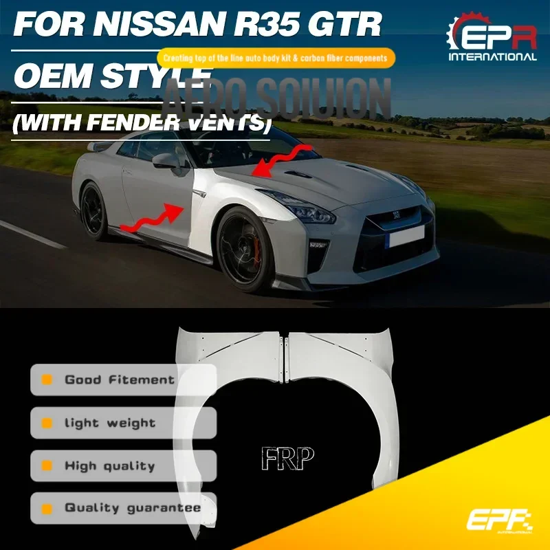 

Car Accessories For Nissan GTR R35 OEM FRP Fiber Glass Front Fender With Fender Vent Fiberglass Wheel Flare Arch Tuning Body Kit