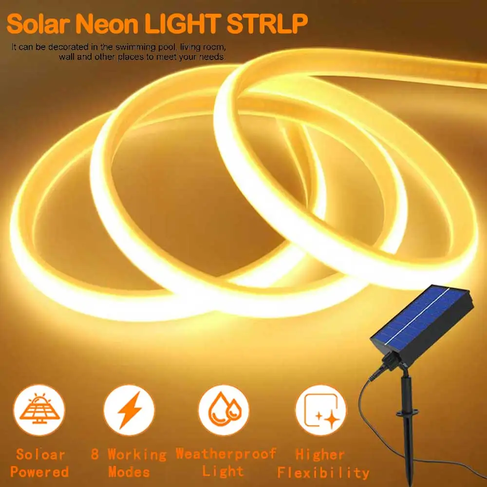 

24V COB Solar Neon Light Strip Flexible Lights Self-Adhesive Tape LED Diode Rope IP67 Dimmable Backlight Cold Natural Warm White