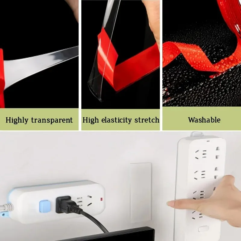 3Meter 3/5/6/8/10/15/20/25/30mm Width Double Sided Tape Nano Tape Transparent Tape Washable Adhesive Nano Traceless Sticker Glue