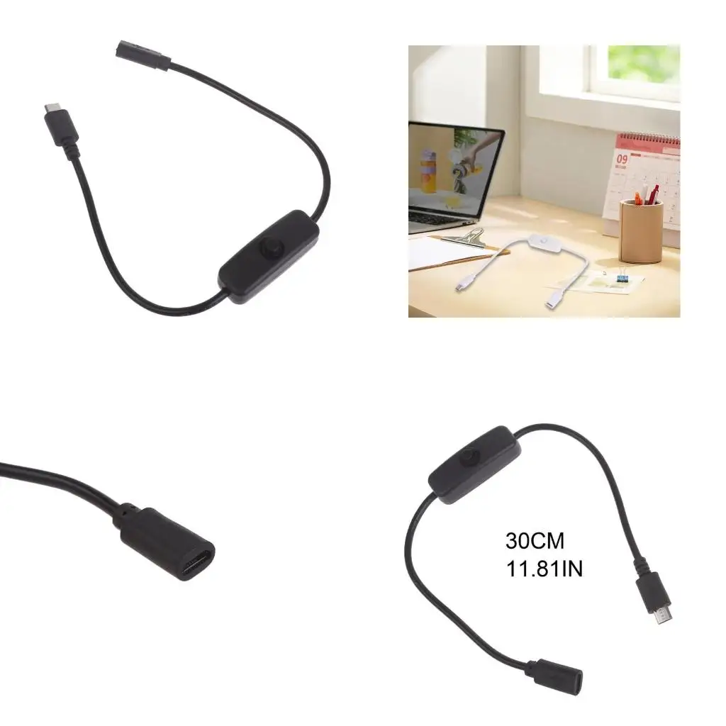 Micro USB Cable With 501 Button Switch Micro USB 5P Male Female Extension Power Cord For Low Power Devices