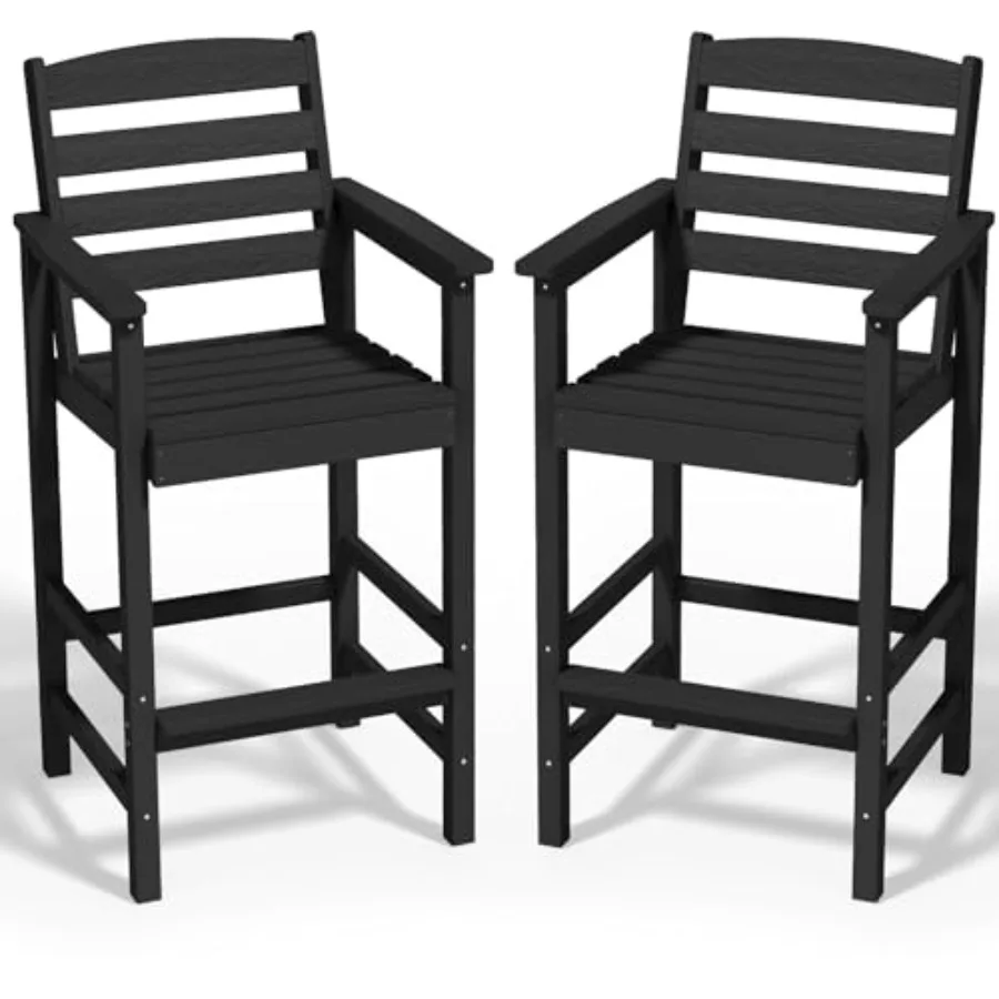 

Набор из 2 высоких стульев Адирондак, устойчивых к атмосферным воздействиям, для улицы, черные