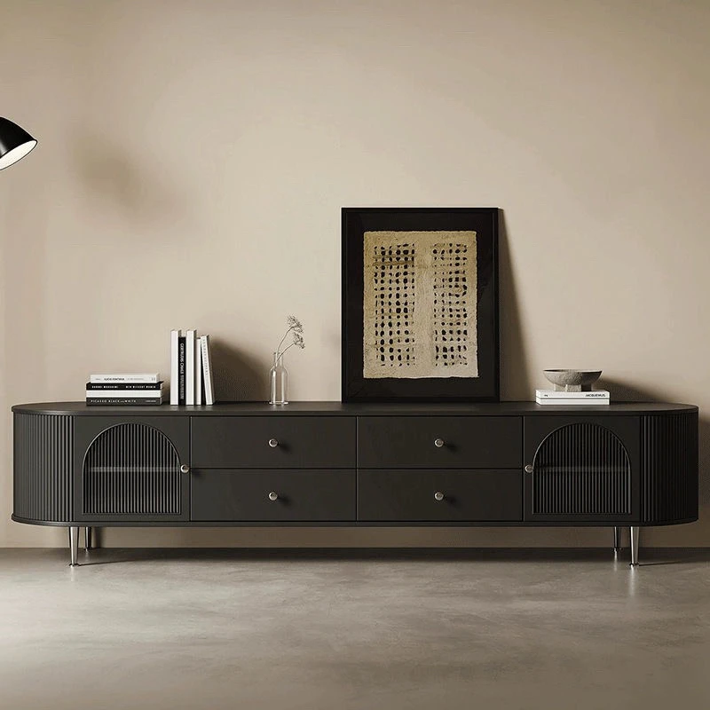 French retro TV cabinet simple modern light luxury paint Internet celebrity cream wind