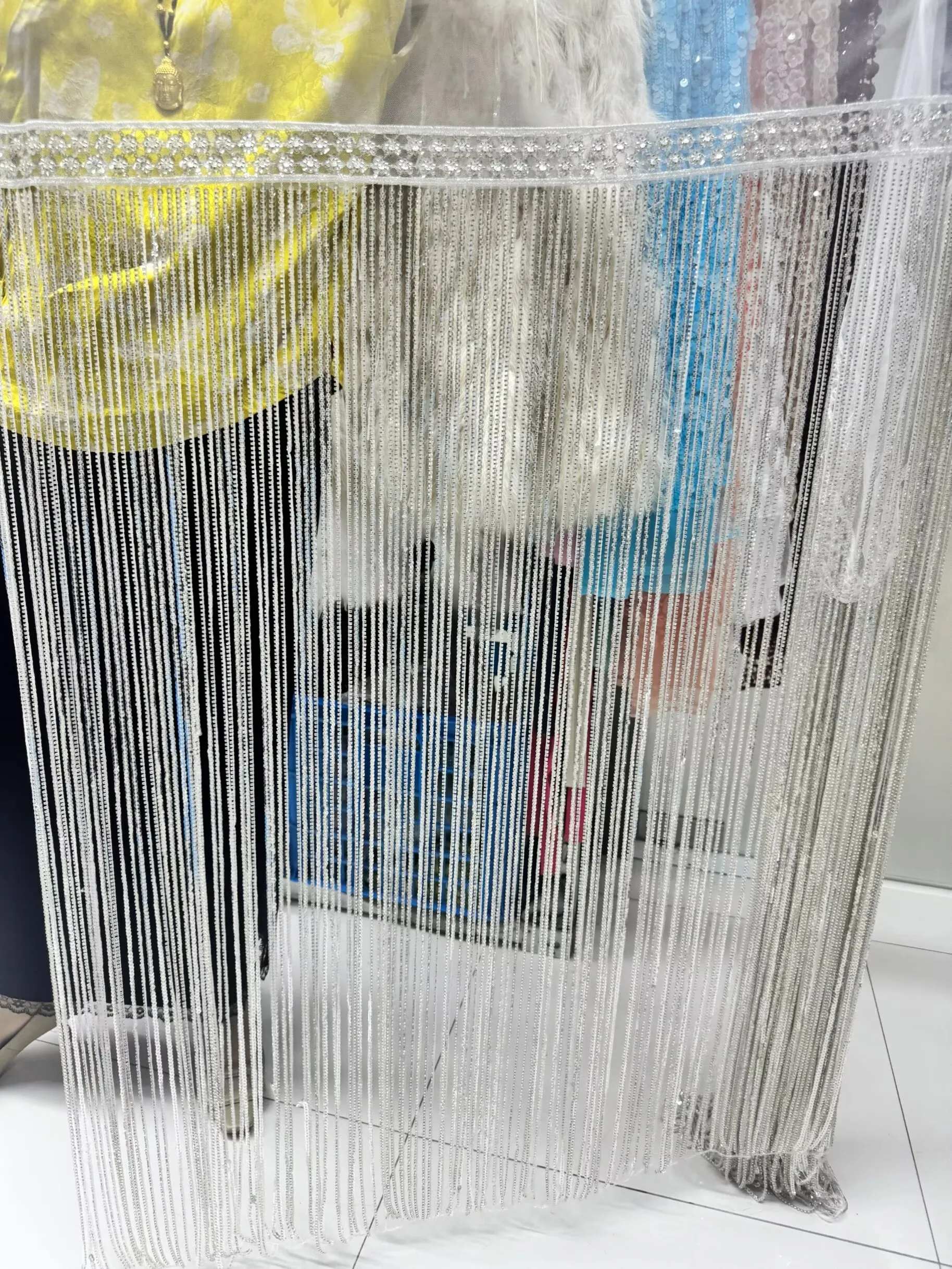 Long Beaded Sequin Tube Tassel Lace DIY Curtain Dress Material Latin Stage Clothing Strip Accessories Fabric