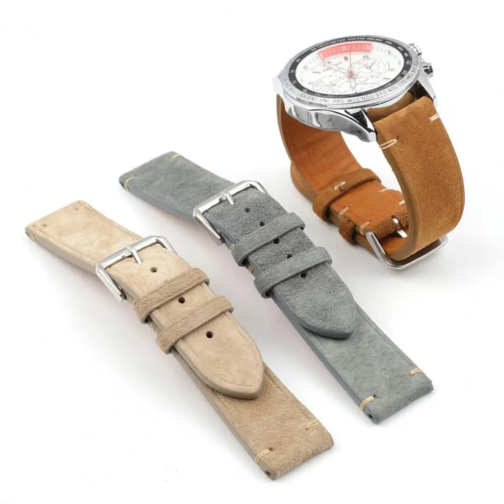 18/20/22/24mm Watch Band Non-slip Quick Release Faux Leather Tear-resistant Retro Wrist Strap Replacement For Business