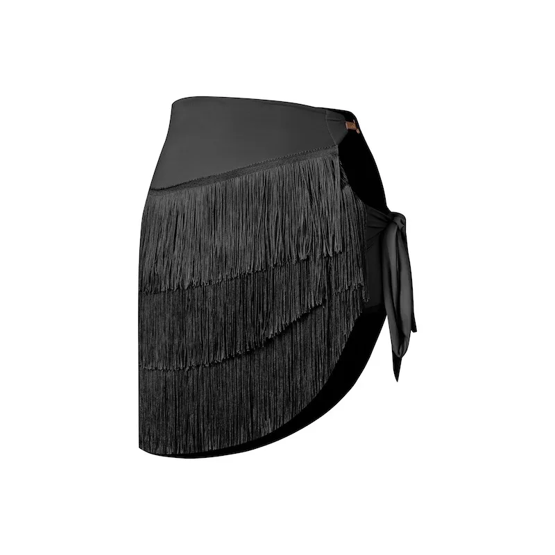 ZYM – demi-jupe personnalisée, sangle creuse, édition avancée, robe de pratique latine, cryptage pour femmes, pompon Cha Cha samba tango rumba