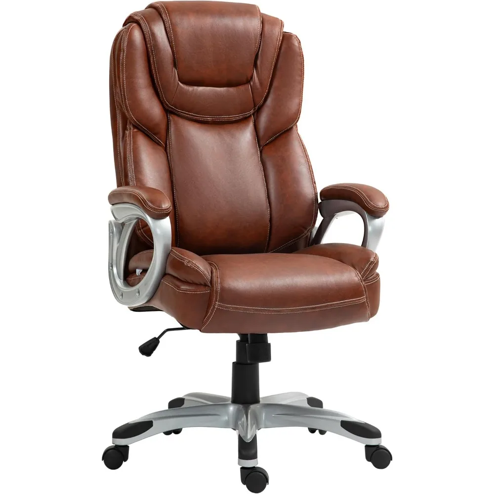 

High Back Desk Chair with Tilt Function, Padded Armrest, Swivel Wheels, Executive PU Leather Computer Chair