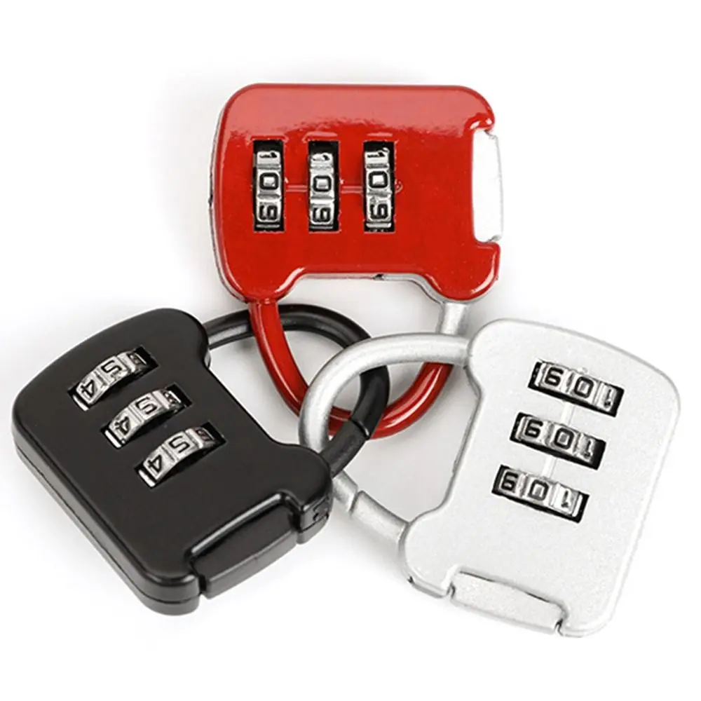 Mini Combination Lock 3 Dial Digit Luggage Padlock Password Lock Dormitory Cabinet  Lock Backpack Zipper Lock