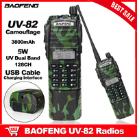 BAOFENG UV-82 Camouflage Long Walkie Talkie 5W UV Dual Band 128CH 3800mAh Support USB Cable Charging UV82 Two Way Radios BF-UV82