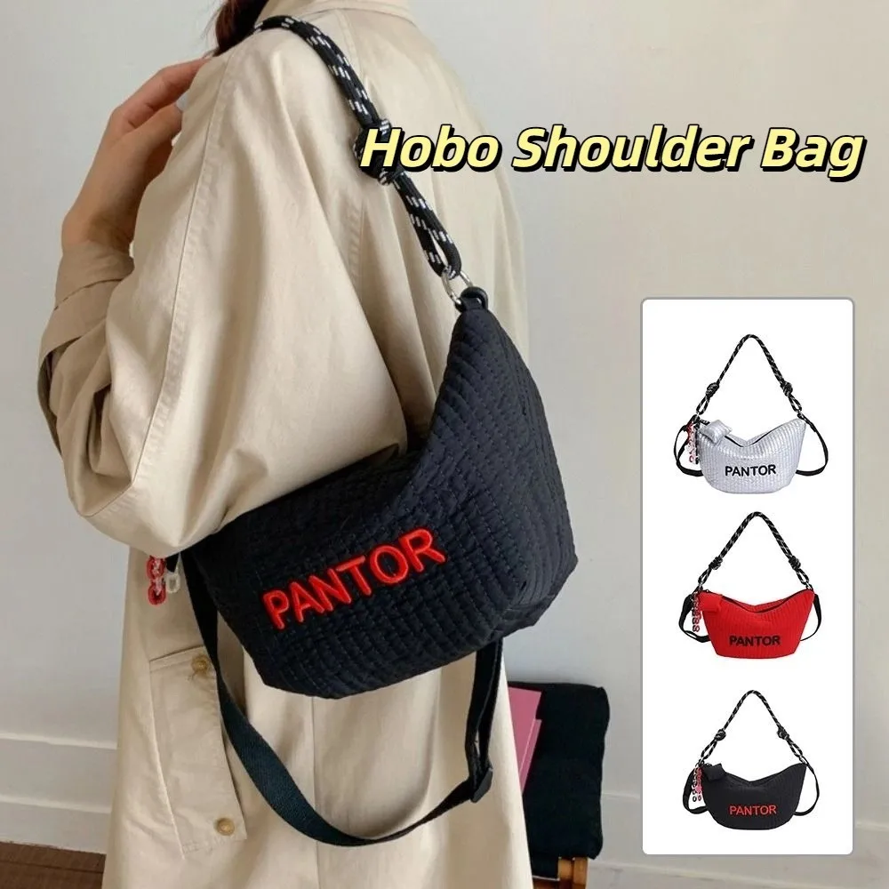 

Trendy Korean Letter Shoulder Bag Versatile Stylish Hobo Crossbody Bag Adjustable Strap Zipper Women's Handbag Female