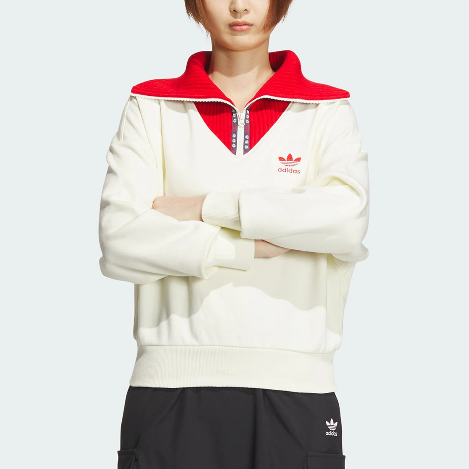 

Adidas genuine Originals women's half-zip casual sports sweatshirt JE1606