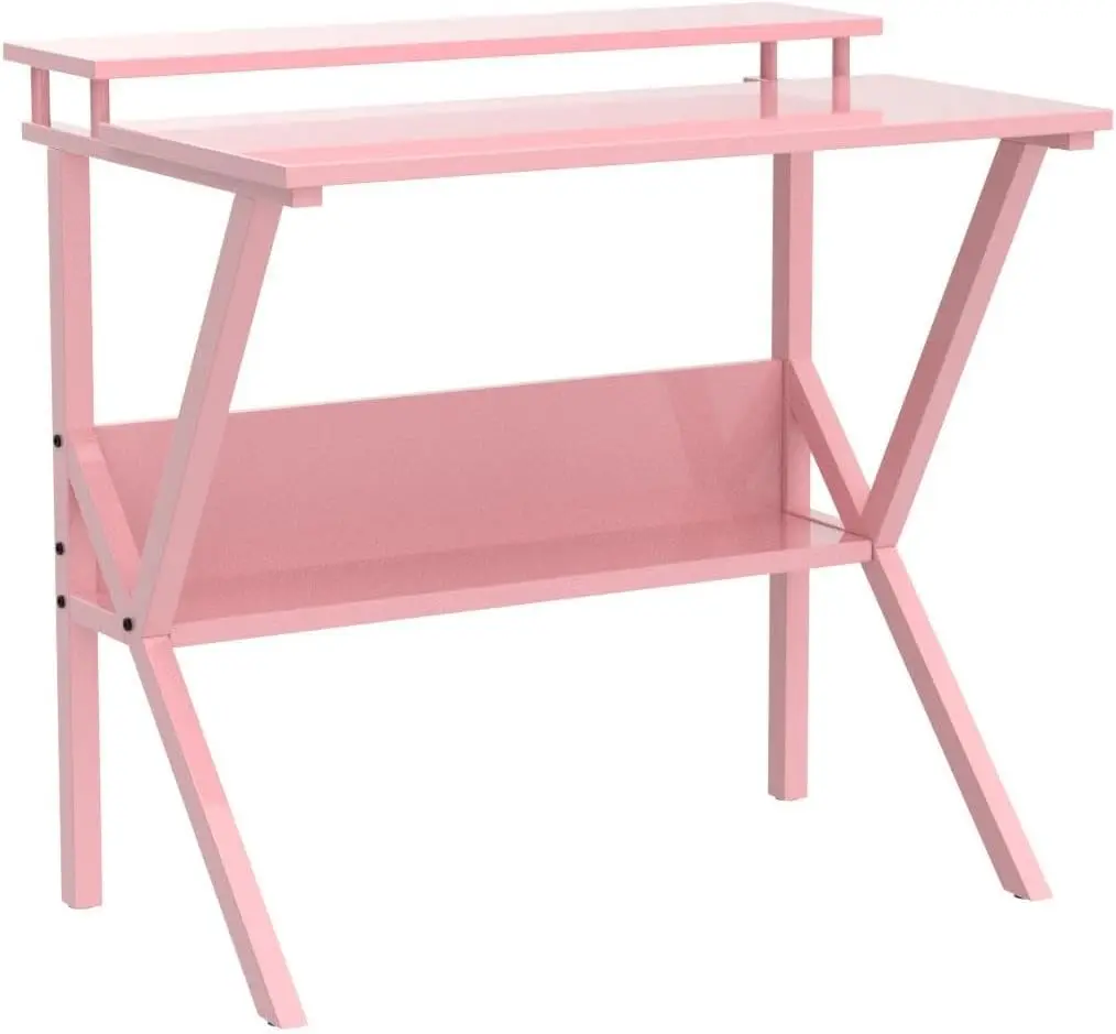 Petit bureau d'ordinateur compact avec rangement, petit bureau d'étude avec support de moniteur, bureau à domicile, 27.5 pouces