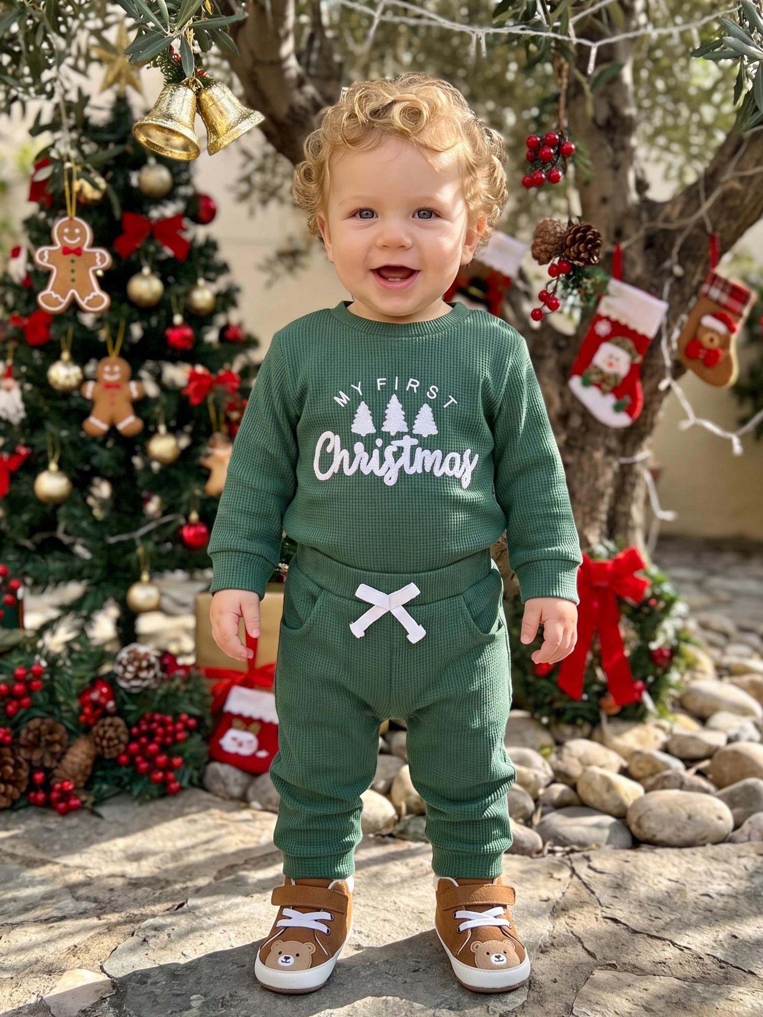 -Pants Outfit Baby Boy Christmas Jumpsuit- Christmas Long Outfit Letter Boy Lightweight Baby Boy Christmas