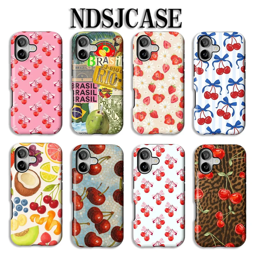 Чехол Tati Sweet Cherry для iPhone 17 16 15 14 13 12 11 X XS XR XSMAX 7 8 Air Pro Max Plus, роскошная двухслойная задняя крышка