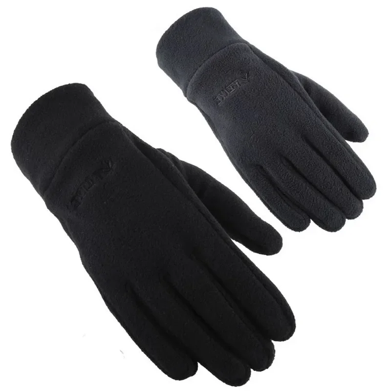 Men\'s Winter Gloves Solid Women Outdoor Polar Fleece Thicken Warm Cold Gloves Motorcycle Cycling Wrist Glove Black Mittens