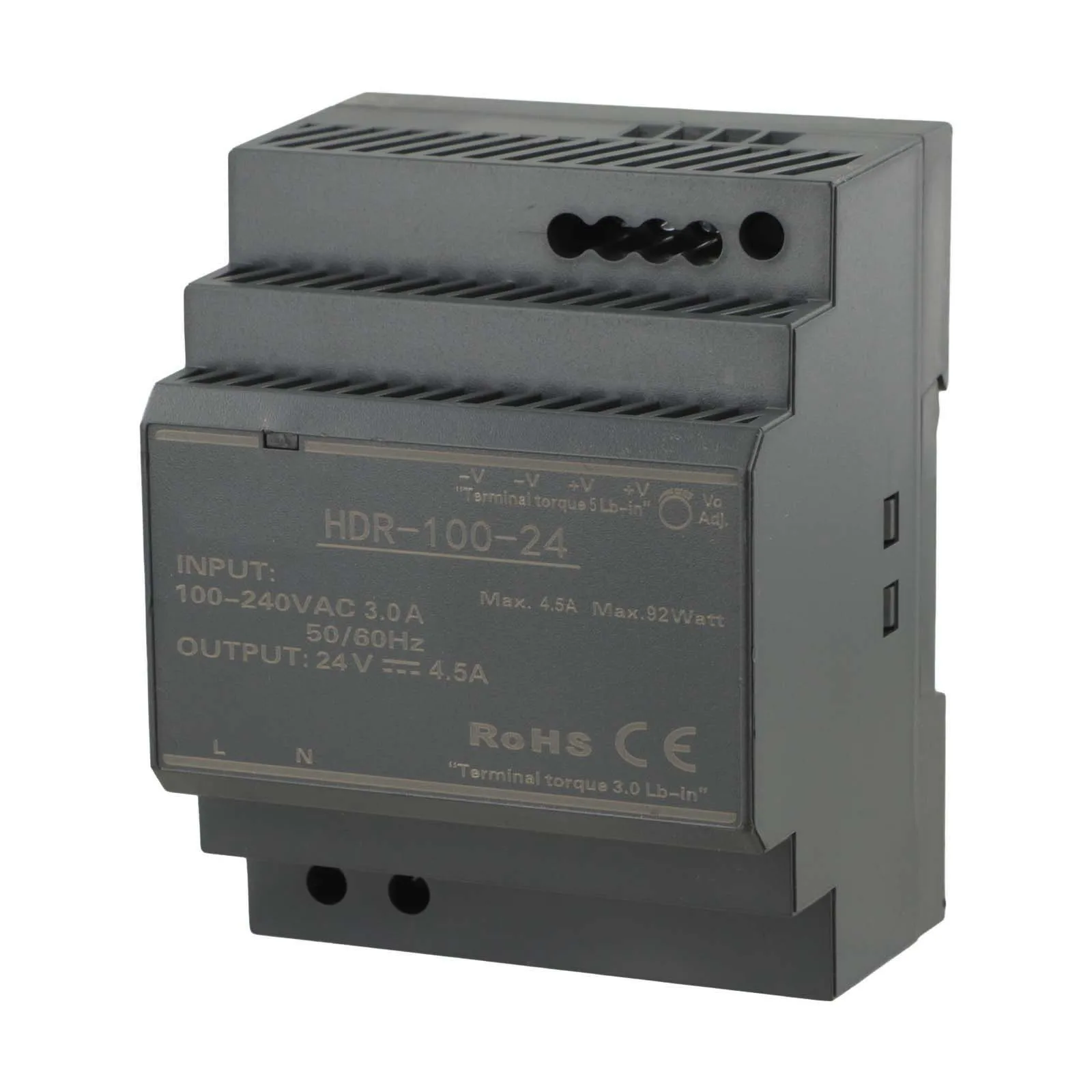 

1 шт. для HDR-100-24, шаговая форма для источника питания на DIN-рейку, переключатель на рейке 24 В, 3,83 А для источников питания в режиме переключения на DIN-рейку