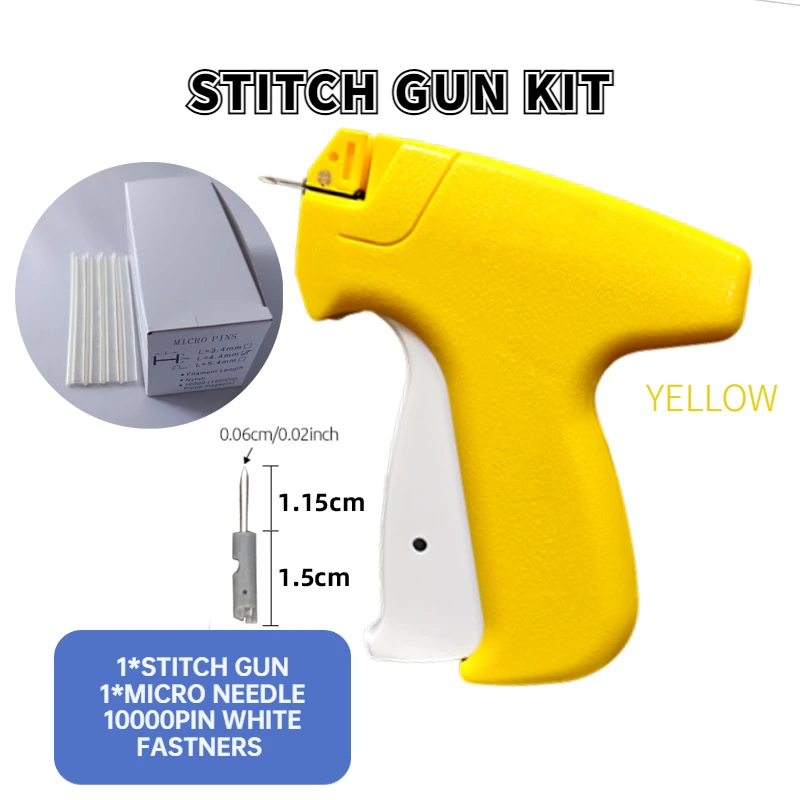 Produktbild von 6000+ Nähpistole Für Kleidung – Mini-Stichpistole, 2 Nadeln & Verschlüsse (0,3/0,5 Cm) – Für Wolle, Denim, Leinen