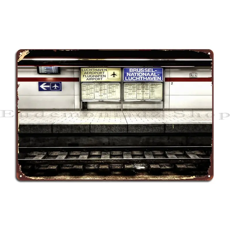 Bruxelles National Airport Train Station Metal Sign Create Wall Decor Decoration Garage Sign Tin Sign Poster