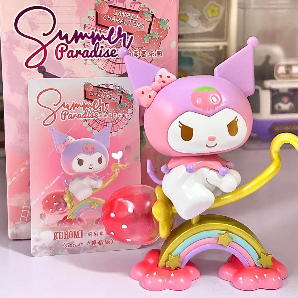 Sanrio Sweet Strawberry Paradise Blind Box Cute Kitty Cinnamoroll Melody Action Figure Model Toy Mystery Box Girl Surprise Gift