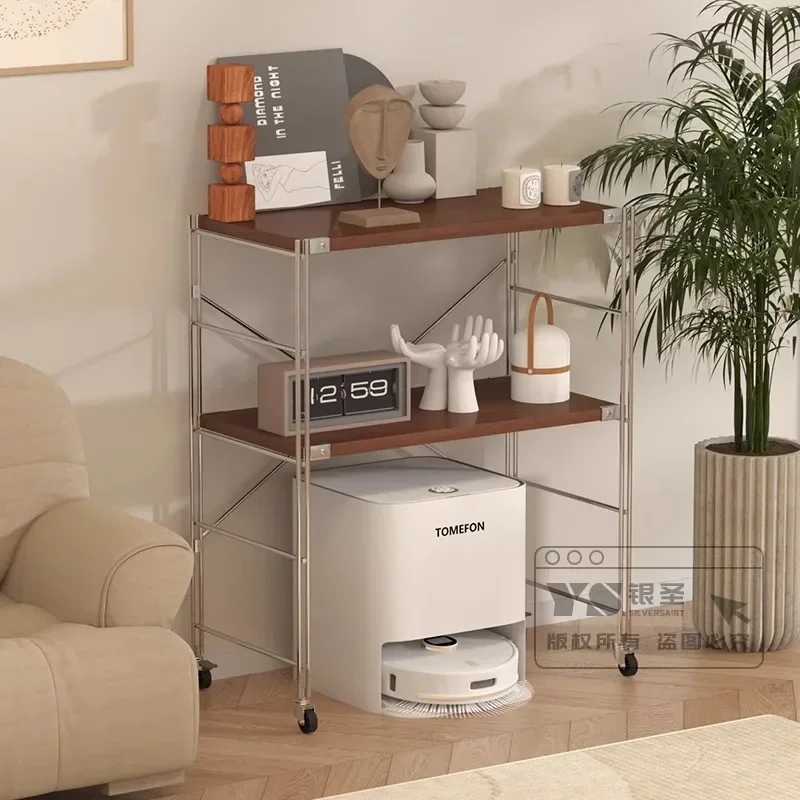 Sweeping robot rack, medium and ancient style storage rack, multi-functional storage display, send wheels
