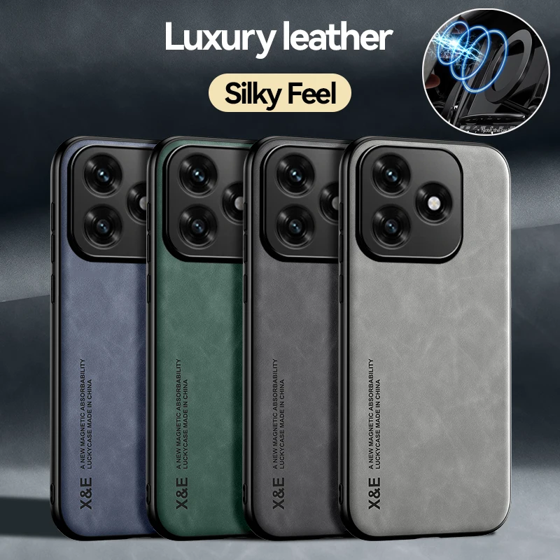 EUCAGR Luxus PU Leder Magnetische Stoßfest Zurück Fall Für Honor X5C Plus Mit Metall Platte Telefon Shell Für Honor X5C Abdeckung