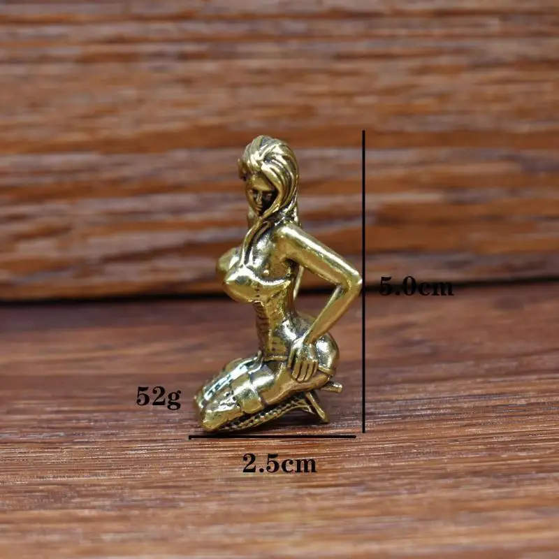 Decorative Feminine Statue Alloy Finish Exquisite Handcraft Retro Style Art Ornament for Home Office Desk Shelf Decor