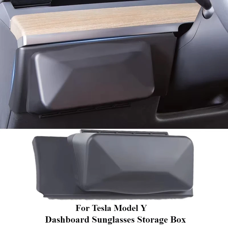 For Tesla Model Y Magnetic Suction Glasses Case Sunglasses Holder Protective Storage Box Mute Dashboard Eyeglass Tray  ﻿