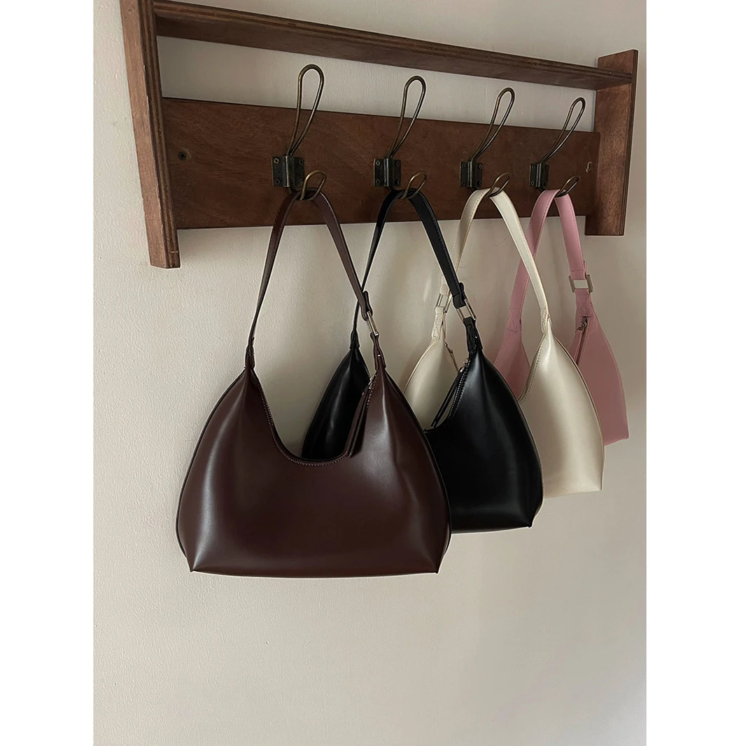 Luxury Fashion Women's Handbag Y2k Solid Color Half-moon Underarm Hobo Clutch Purse Korean Style Designer Shoulder Bags 2023