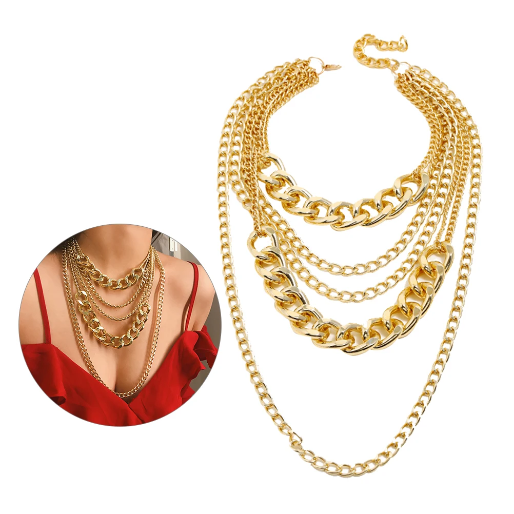 

Pendant Necklace for Women Lightweight Punk Multi layer Chain Jewelry Party Accessories Unique Design Trendy Gift